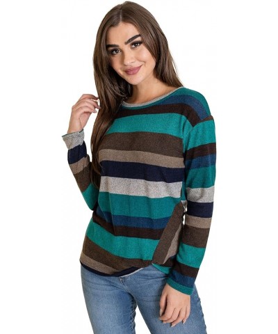 Twist Hem Long Sleeve Top Teal $19.20 Blouses