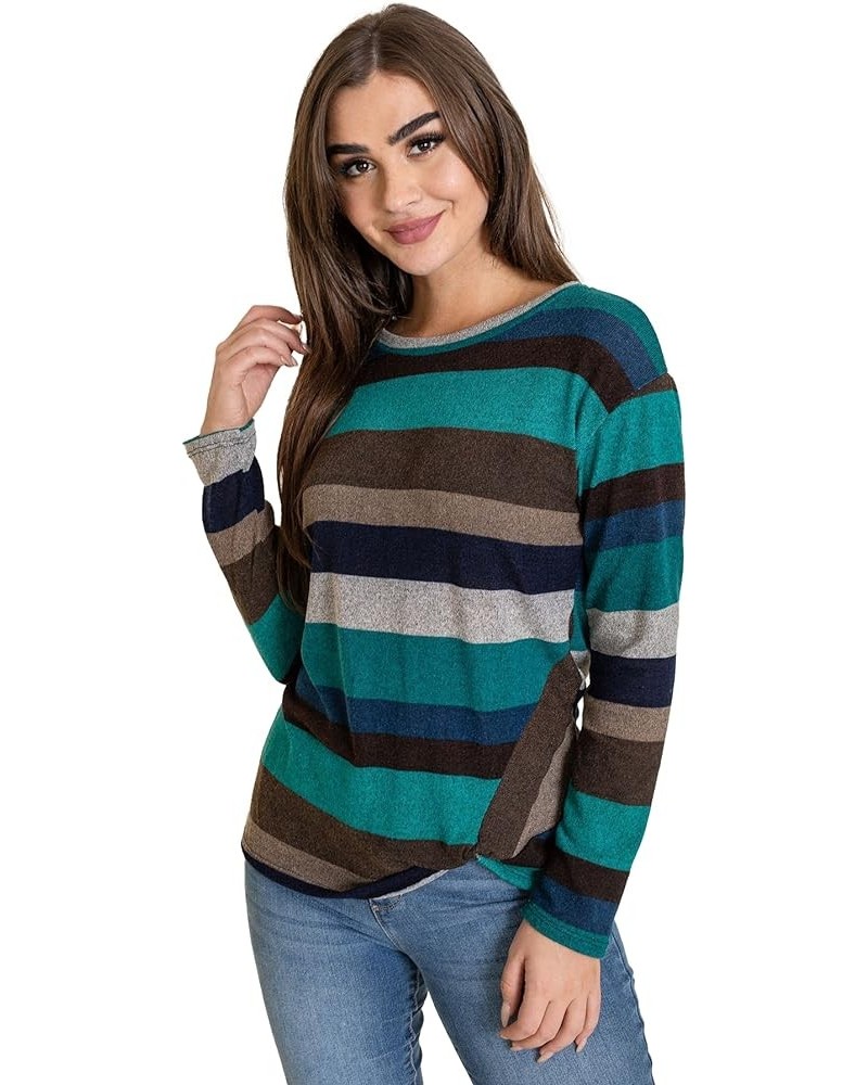 Twist Hem Long Sleeve Top Teal $19.20 Blouses