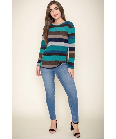 Twist Hem Long Sleeve Top Teal $19.20 Blouses