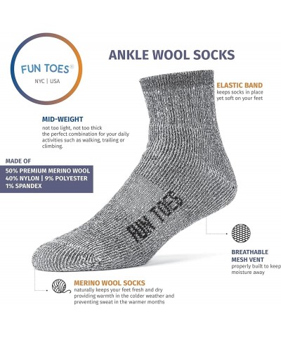 Merino Wool Ankle Hiking Socks For Men and Women - Arch Support and Cushioning - 6 Pairs Grey $13.18 Socks