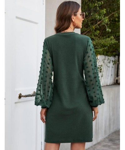 Womens Business Casual Dress Long Sleeve Work Dresses Tie Front Knee Length Ribbed Knit Dresses Green $11.75 Dresses