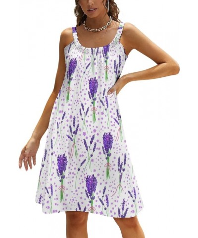 Womens Summer Dress 3D Printed Slings Beach Party Loose Skirt Casual Sundresses Purple $14.99 Dresses