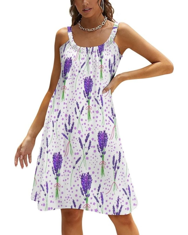 Womens Summer Dress 3D Printed Slings Beach Party Loose Skirt Casual Sundresses Purple $14.99 Dresses