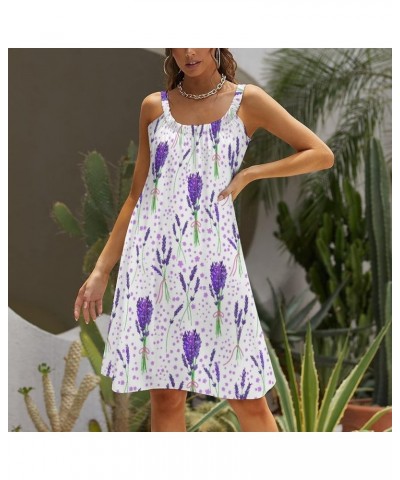 Womens Summer Dress 3D Printed Slings Beach Party Loose Skirt Casual Sundresses Purple $14.99 Dresses