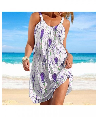 Womens Summer Dress 3D Printed Slings Beach Party Loose Skirt Casual Sundresses Purple $14.99 Dresses