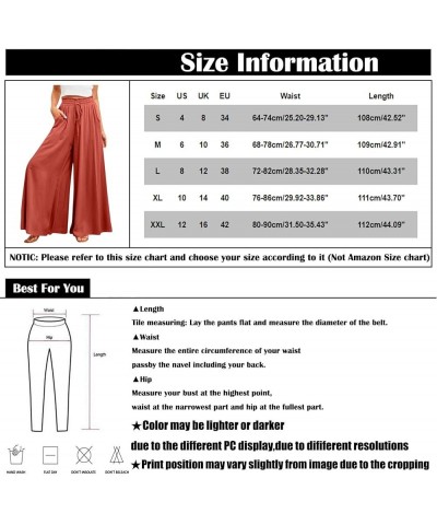 Womens High Waist Loose Fit Solid Palazzo Pants Elastic Waist Wide Leg Trousers Culottes with Pocket Belt Dark Blue $19.24 Pants