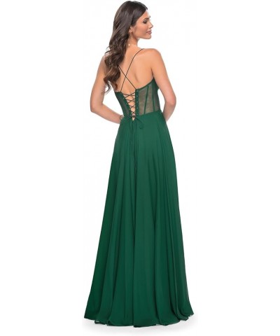 Prom Dresses Long for Women with Slit Chiffon A-Line Corset Spaghetti Straps Formal Evening Gown Fuchsia $35.25 Dresses