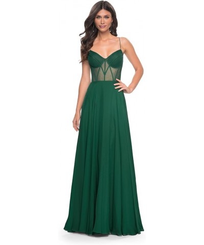 Prom Dresses Long for Women with Slit Chiffon A-Line Corset Spaghetti Straps Formal Evening Gown Fuchsia $35.25 Dresses