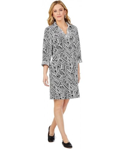 Women's Angel 3/4 Sleeve Retro Line Jersey Dress Black $27.79 Dresses