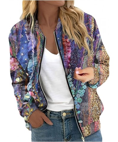 Zip Up Jackets for Women 2023 Trendy Casual Long Sleeve Coats Fall Bomber Jackets Purple $11.39 Jackets