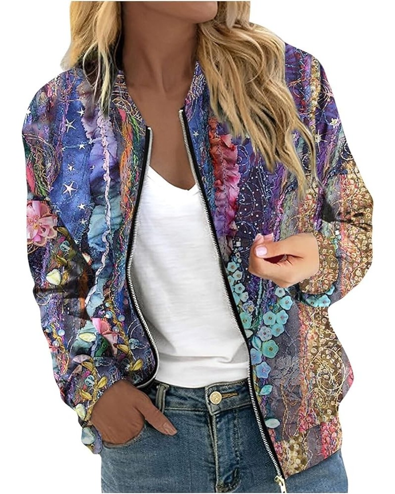 Zip Up Jackets for Women 2023 Trendy Casual Long Sleeve Coats Fall Bomber Jackets Purple $11.39 Jackets