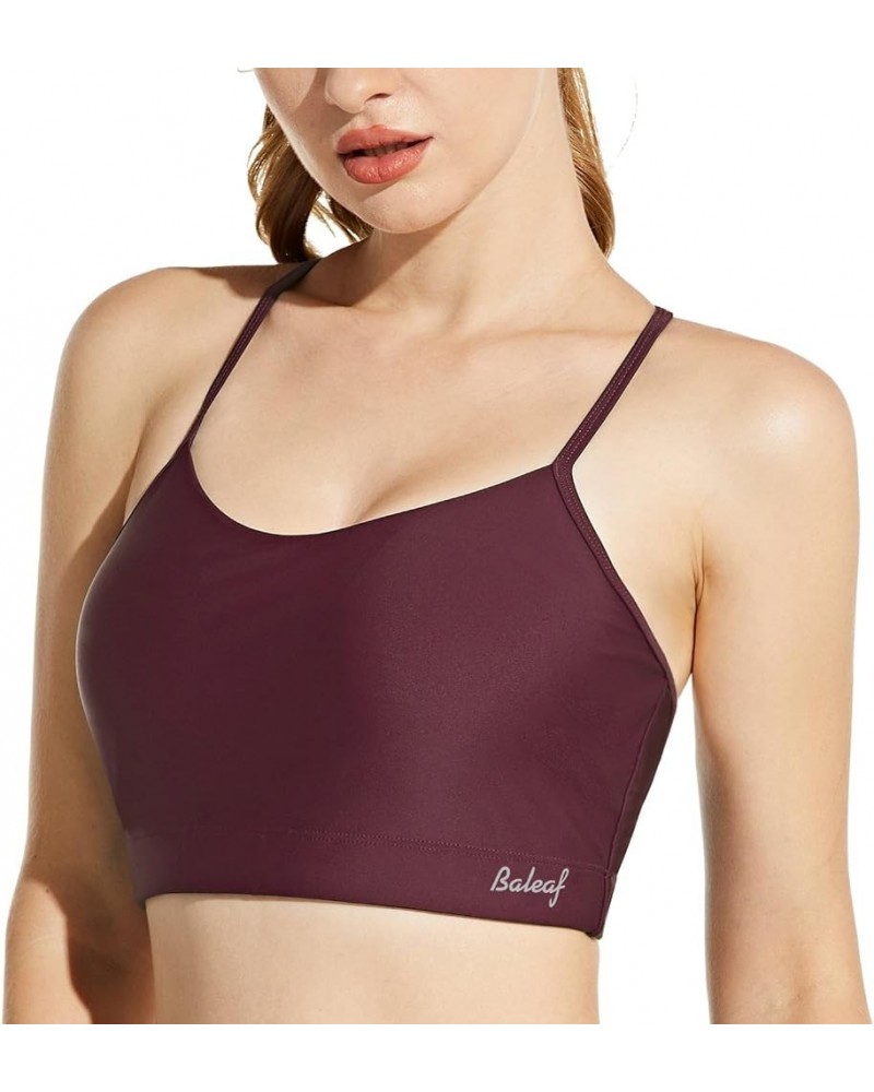 Women's Bikini Tops Adjustable Straps Modest Push Up Swim Sports Top Built in Bra UPF 50+ Removable Padded Swimsuit Wine $18....