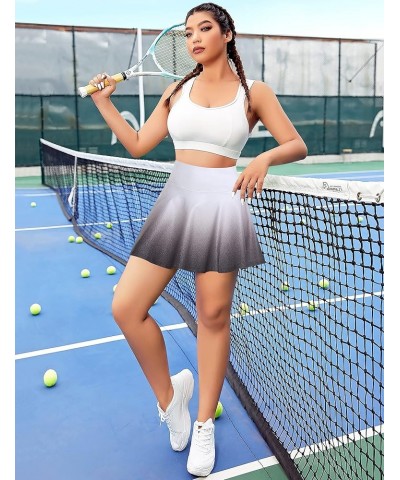 Pleated Tennis Skirt for Women with Pockets Shorts High Waisted Golf Skirts Workout Running Sports Athletic Skort Gradient Gr...