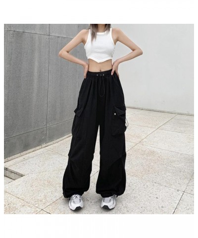 Cargo Pants Women Baggy, Parachute Pants for Women Trendy, Wide Leg Y2K Pants, Streetwear Women with Multi Pockets 1a-black $...