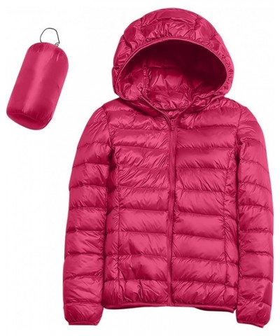 Women's Packable Puffer Jacket Lightweight Quilted Puffer Jacket Winter Warm Puffy Jacket with Stand Collar Hot Pink $11.54 J...