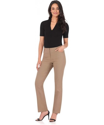 Women's 5 Pocket Straight Leg Pant with Stretch Waistband Oatmeal $22.08 Pants