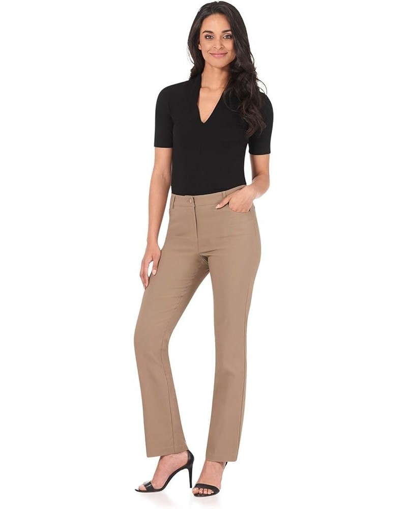 Women's 5 Pocket Straight Leg Pant with Stretch Waistband Oatmeal $22.08 Pants