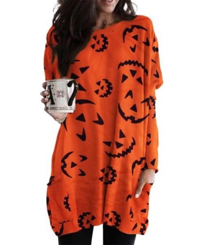 Women Halloween Sweatshirt Funny Grimace Graphic Print Long Sleeve Shirt Pullover Dress Fall Tops Orange $10.08 Hoodies & Swe...