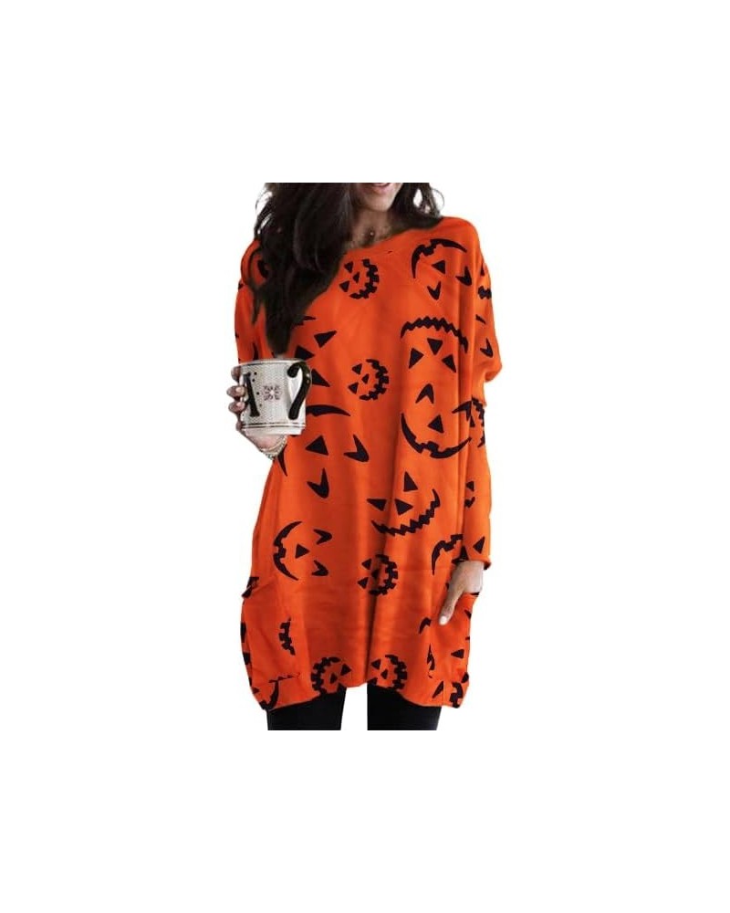 Women Halloween Sweatshirt Funny Grimace Graphic Print Long Sleeve Shirt Pullover Dress Fall Tops Orange $10.08 Hoodies & Swe...