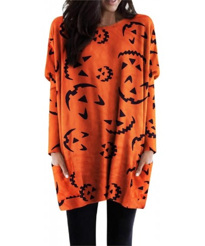 Women Halloween Sweatshirt Funny Grimace Graphic Print Long Sleeve Shirt Pullover Dress Fall Tops Orange $10.08 Hoodies & Swe...