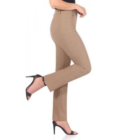 Women's 5 Pocket Straight Leg Pant with Stretch Waistband Oatmeal $22.08 Pants