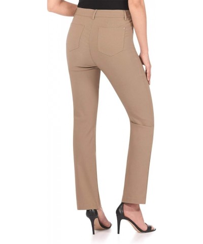 Women's 5 Pocket Straight Leg Pant with Stretch Waistband Oatmeal $22.08 Pants