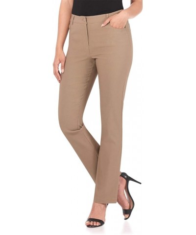 Women's 5 Pocket Straight Leg Pant with Stretch Waistband Oatmeal $22.08 Pants