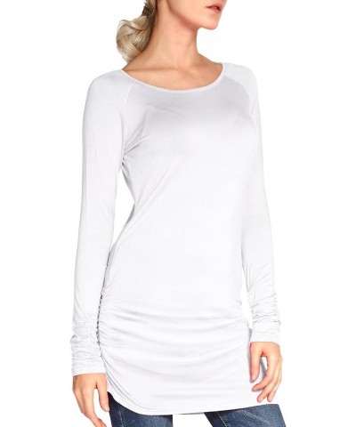 Women's Casual T-Shirt Long Sleeve Solid Tunic Tops Slim Fit White $10.69 Tops