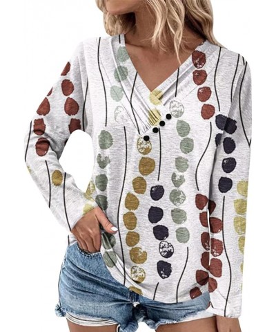 Women's Fall Blouses 2023 Fashion V Neck Button Down Tops Solid Color Ruched Loose Fit Blouses Trendy Tops, S-3XL 4-yellow $8...