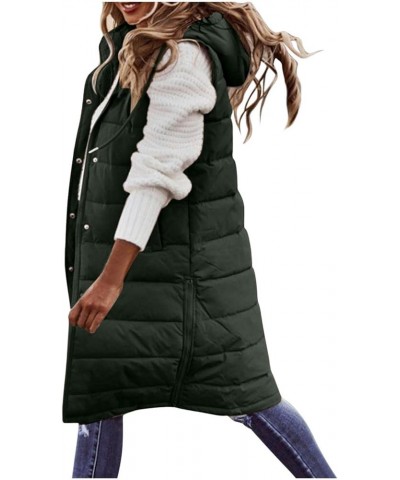 Long Puffer Vest for Women Winter Sleeveless Hooded Vest Lightweight Full Zip Outdoor Puffer Vest Jacket Coat Plus Size C- Gr...