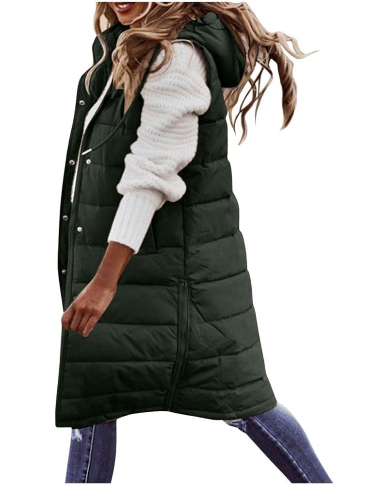 Long Puffer Vest for Women Winter Sleeveless Hooded Vest Lightweight Full Zip Outdoor Puffer Vest Jacket Coat Plus Size C- Gr...