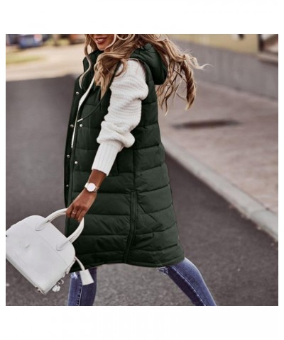 Long Puffer Vest for Women Winter Sleeveless Hooded Vest Lightweight Full Zip Outdoor Puffer Vest Jacket Coat Plus Size C- Gr...