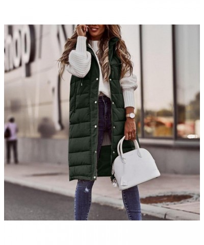 Long Puffer Vest for Women Winter Sleeveless Hooded Vest Lightweight Full Zip Outdoor Puffer Vest Jacket Coat Plus Size C- Gr...