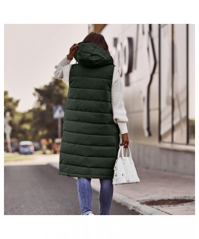 Long Puffer Vest for Women Winter Sleeveless Hooded Vest Lightweight Full Zip Outdoor Puffer Vest Jacket Coat Plus Size C- Gr...