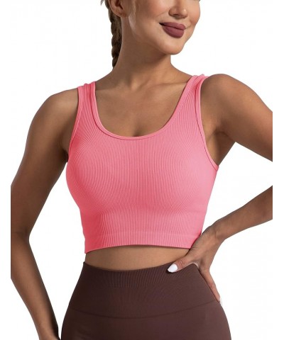 Women's Ribbed Casual Crop Tank Yoga Cropped Top for Workout P3-black Grey Rose Quartz $8.83 Activewear