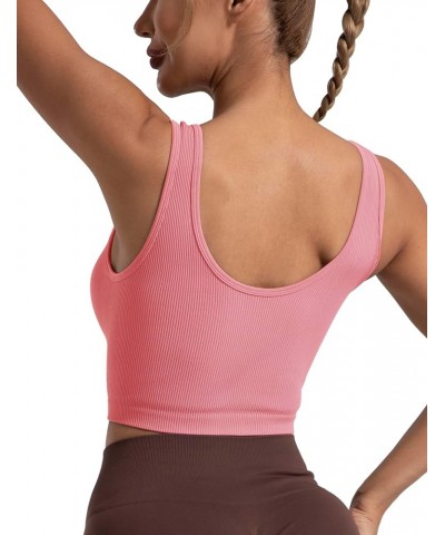 Women's Ribbed Casual Crop Tank Yoga Cropped Top for Workout P3-black Grey Rose Quartz $8.83 Activewear