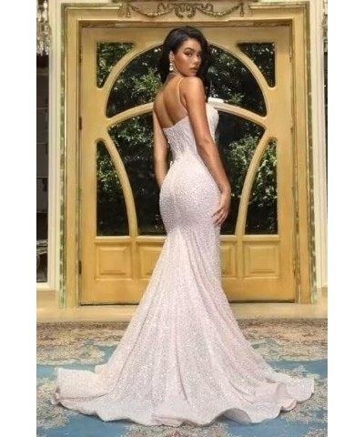 Sequin Mermaid Prom Dresses for Women 2024 Long Spaghetti Straps Sparkly Formal Evening Party Gowns New-white $34.04 Dresses