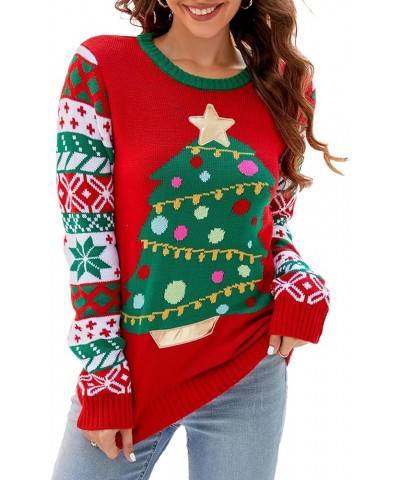 Womens Ugly Christmas Sweater Funny Xmas Santa Claus Pullover Top Knit Casual Long Sleeve Sweater Christmas Tree Star $25.64 ...