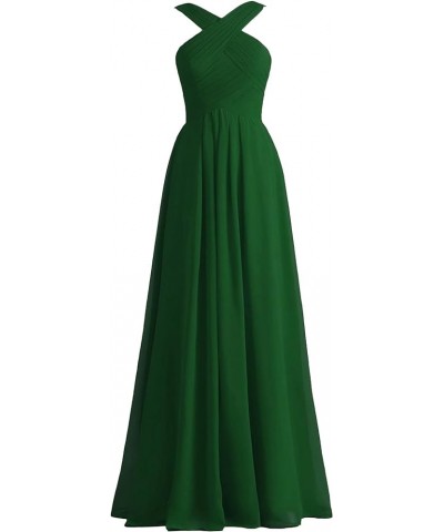 Sexy Crisscross Neck Chiffon Bridesmaid Dresses Long Pleated Formal Prom Dresses Wedding Party Gowns for Women Dark Green $33...