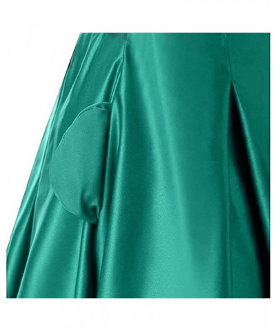 Diydress Women's Long Fashion High Waist A-Line Satin Skirts with Pockets Hunter $21.00 Skirts