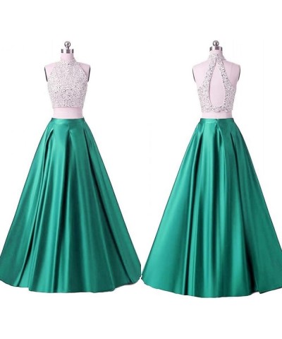 Diydress Women's Long Fashion High Waist A-Line Satin Skirts with Pockets Hunter $21.00 Skirts