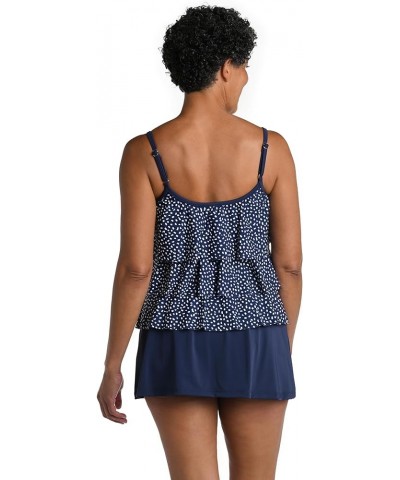 Women's 3-Tiered Ruffle Tankini Swimsuit Top Indigo//Seaside Dot $28.27 Swimsuits