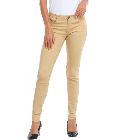 Women's Mid-Rise Stretchy Denim Slim Fit Skinny Jeans Vanilla $14.10 Jeans