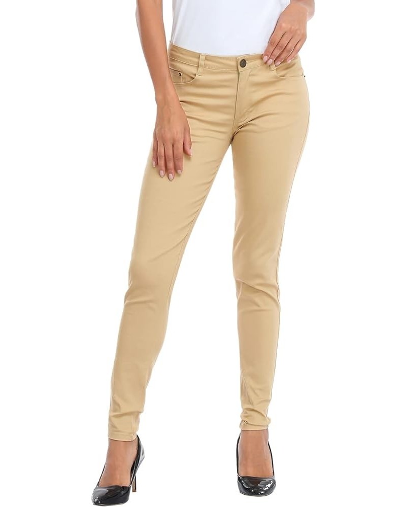 Women's Mid-Rise Stretchy Denim Slim Fit Skinny Jeans Vanilla $14.10 Jeans