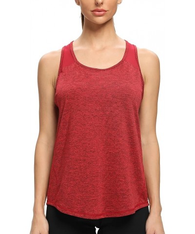 Workout Tops for Women Mesh Racerback Yoga Tank Tops Sleeveless Athletic Running Gym Shirts Black Red $11.00 Activewear