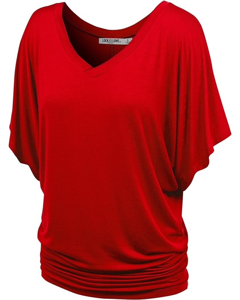 Women's Short Sleeve Crew Neck/V Neck Tie-Dye Dolman Tunic Top Wt1038_red $14.13 Tops