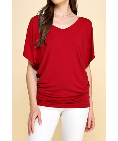 Women's Short Sleeve Crew Neck/V Neck Tie-Dye Dolman Tunic Top Wt1038_red $14.13 Tops