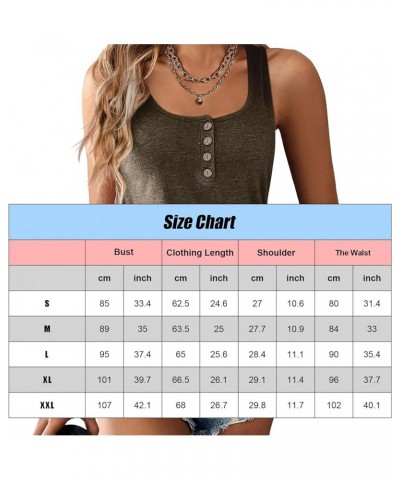 Womens U Neck Tank Tops Summer Sleeveless Loose Button Casual Henley Shirts Brown $10.10 Tanks