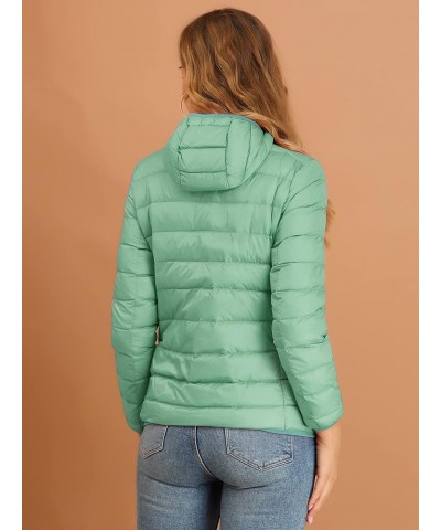 Women's Puffer Coat Winter Long Sleeve Zip Up Hooded Lightweight Packable Down Jacket Green $18.90 Jackets