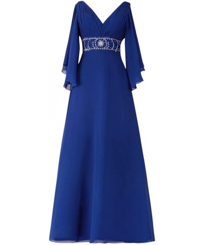 A-line Mother of The Bride Dresses for Wedding Plus Size Bell Sleeves Formal Evening Party Dresses Royal Blue $38.85 Dresses